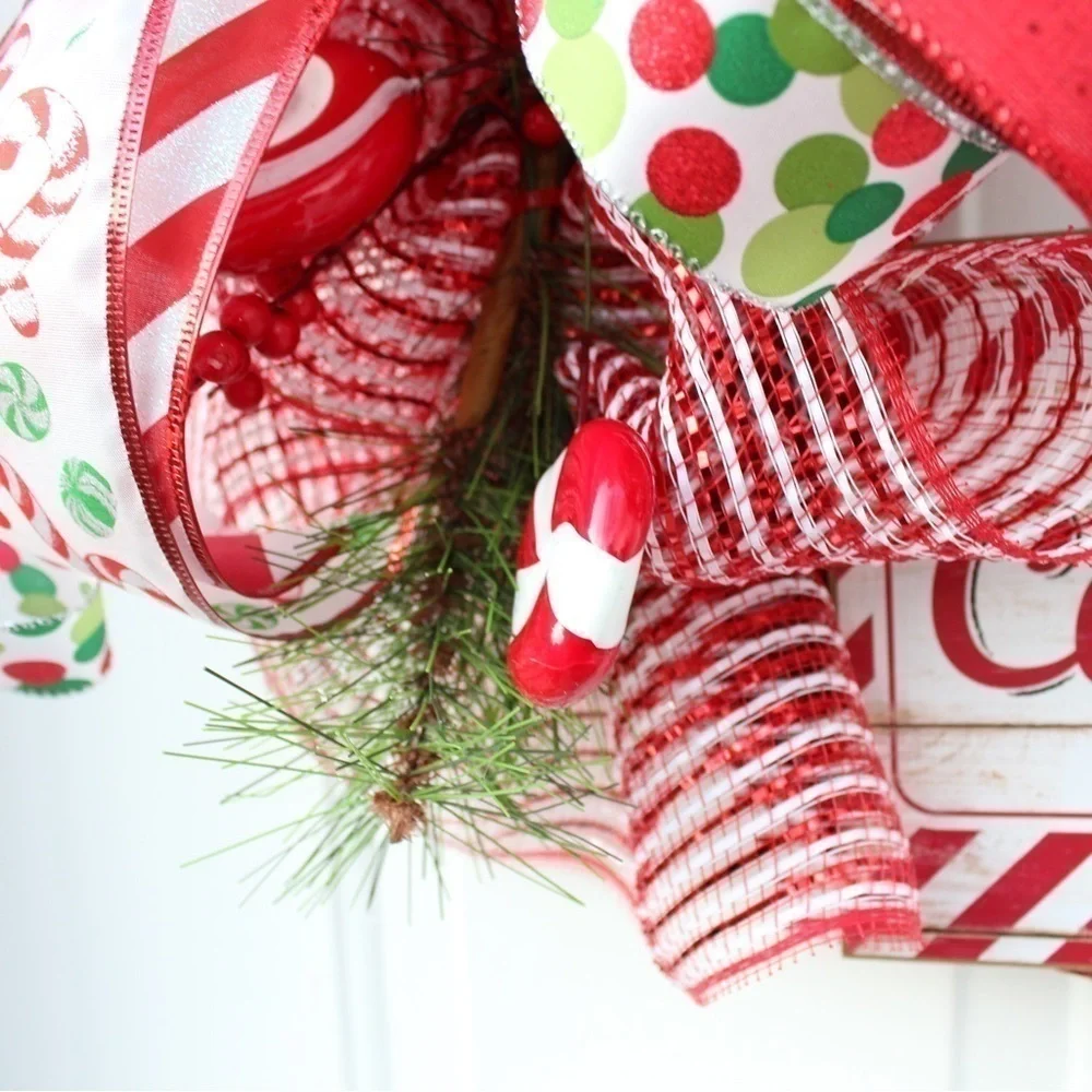 Candy Cane Christmas Wreath for Front Door